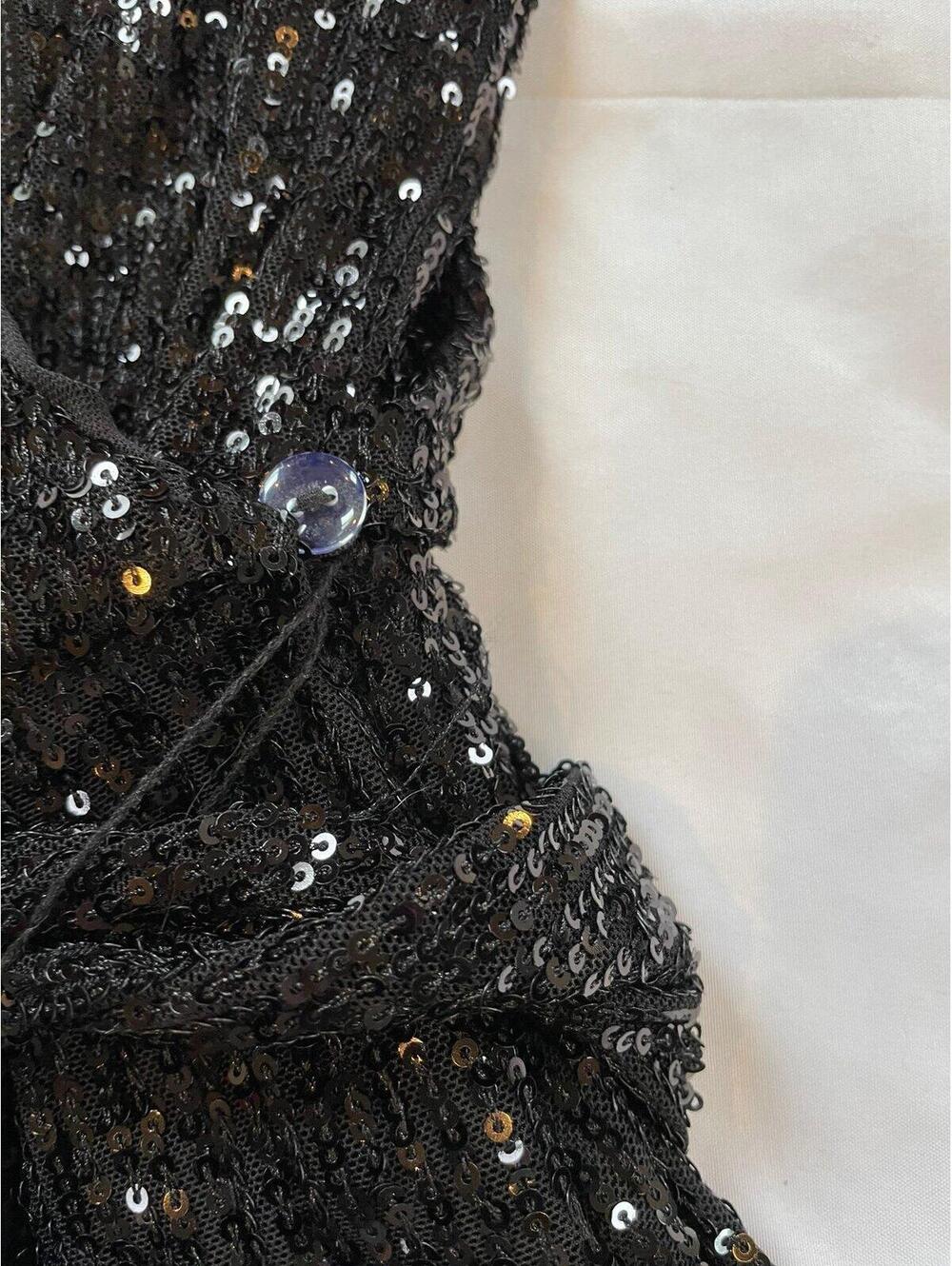 Free People Black Sequin Wrap Romper Medium Long Sleeve - Picture 6 of 8